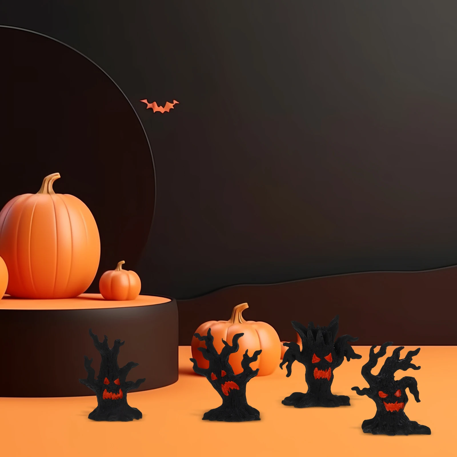 

4 Pcs Resin Decorative Ornaments Halloween Table Outdoor Home Decoration Black Mini Figures Crafts Desktop