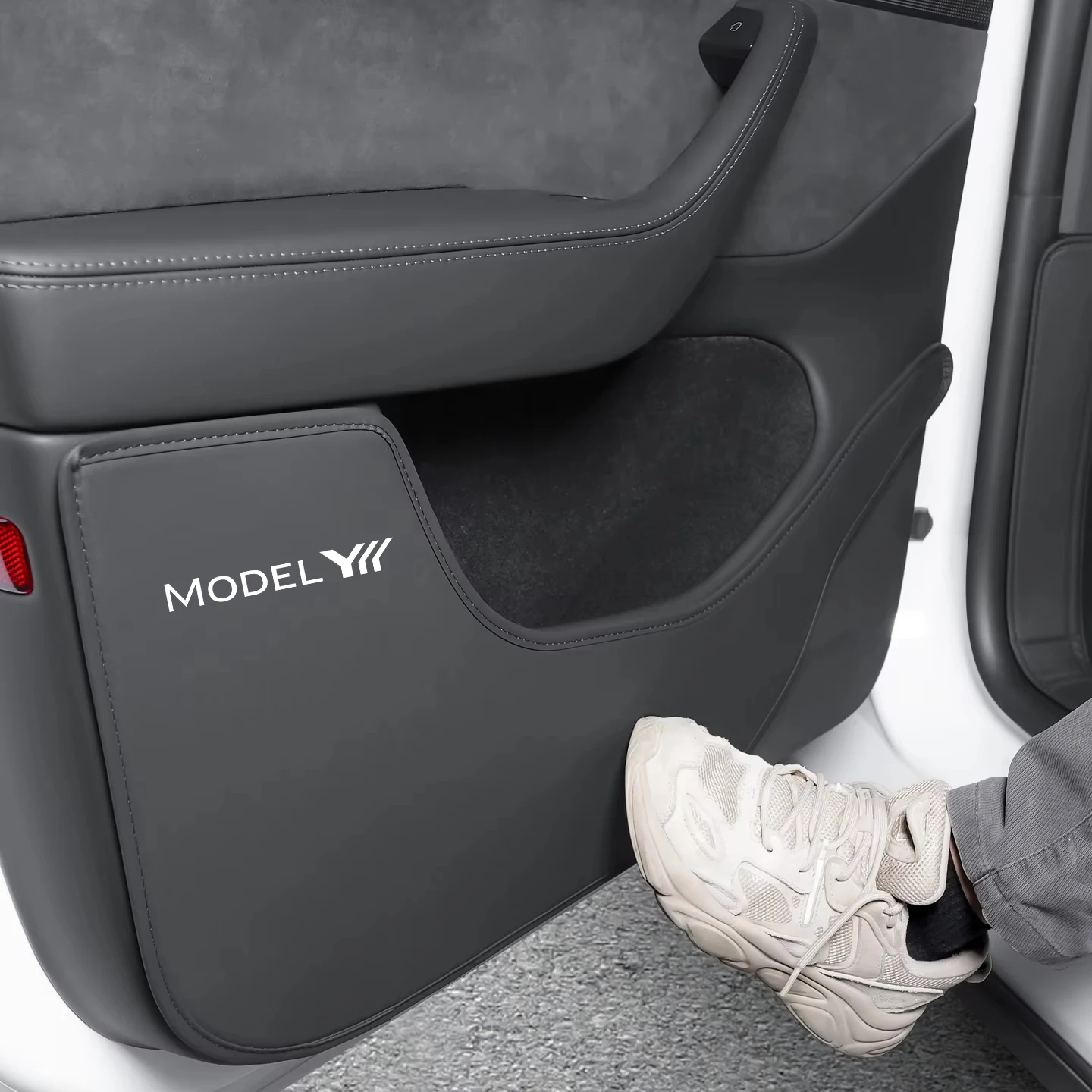 Für Tesla Model Y Juniper Model YL Model 3 Auto-Tür-Anti-Kick-Pad Leder-Seitentürpaneel-Schutz Anti-Kratz-Autodekoration – Detail 5