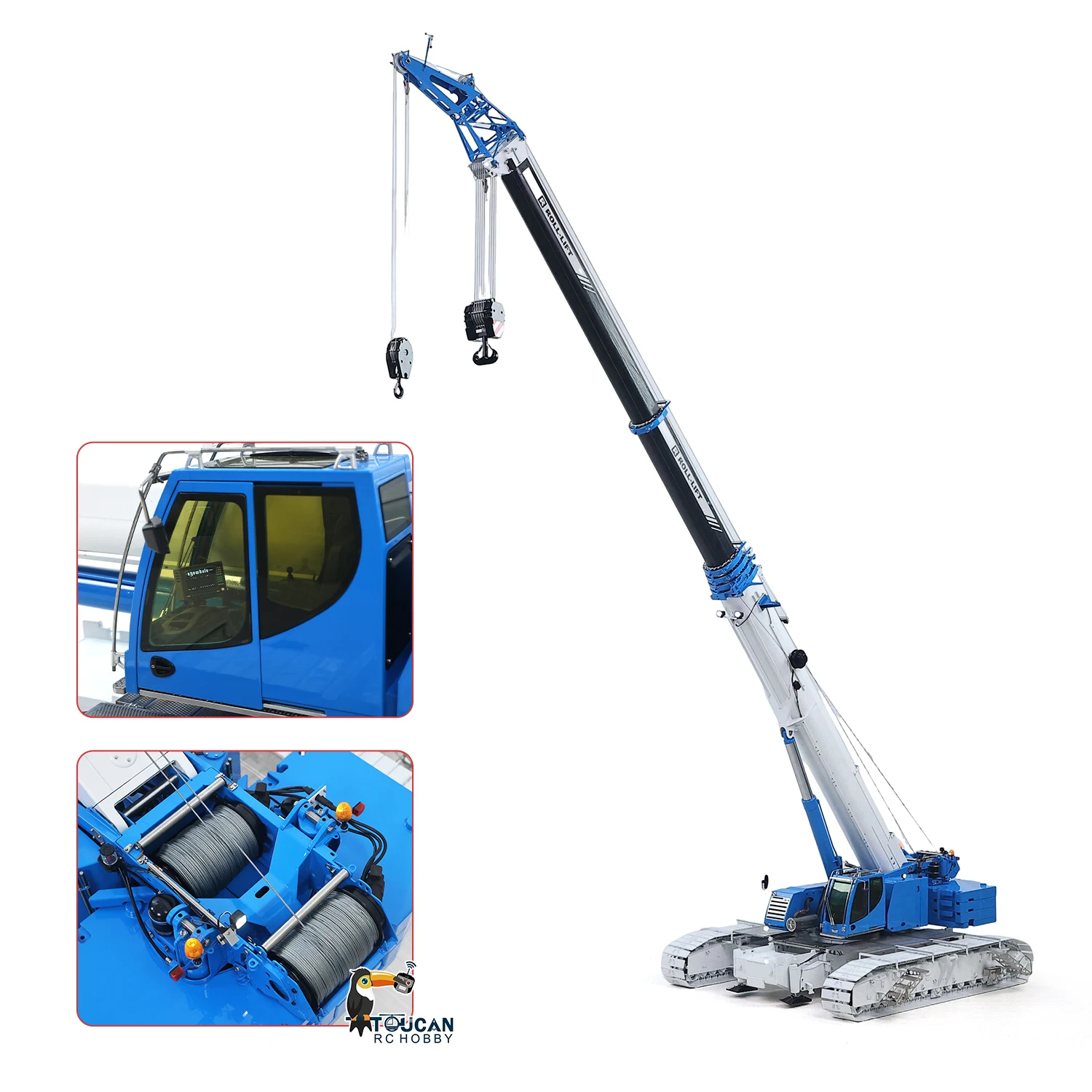 Toy Eyewhale 1/141220 RC Hoist Metal Controlled Hydraulic Telescopic Crawler Crane Truck 10-way Valves Model 5D Joystick Machine