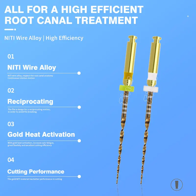 Dental Reciprocating Rotary Endo Files Wave Gold Endo One Files Endodontic Niti File for Endodontic Root Canal Preparation