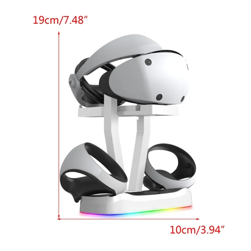 AT-Untuk Stasiun Pengisian Daya PS VR2 dengan Lampu RGB Warna-warni dan Tempat Headset, Pengisian Dok Pengisi Daya Pengontrol Game VR