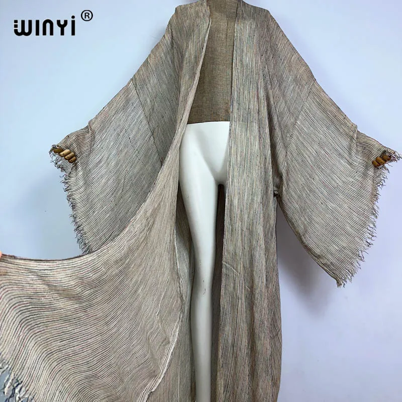 Winyi Nieuwe Hoge Kwaliteit Comfortabele Vrouwen Zachte Vest Losse Jurk Feest Boho Maxi Strandvakantie Zwemmen Cover Up Afrika Kimono