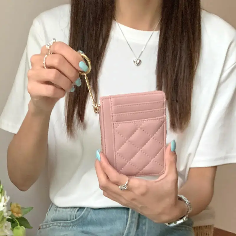 

Card Bag Card Pocket Purse Portable and Small Storage Bag Light Luxury Small Fragrant Ball Pattern Advanced Sense Wallet