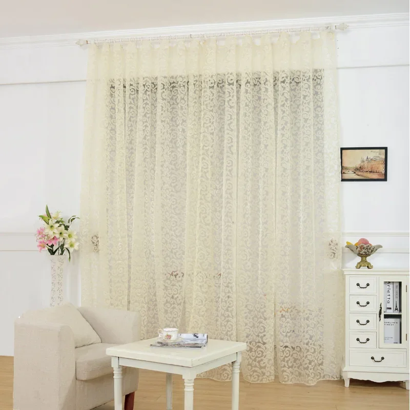 NAPEARL 1 Piece Modern Jacquard Design Sheer Curtains European Style Window Treatment Tulle Fabrics Organza Panel Decor