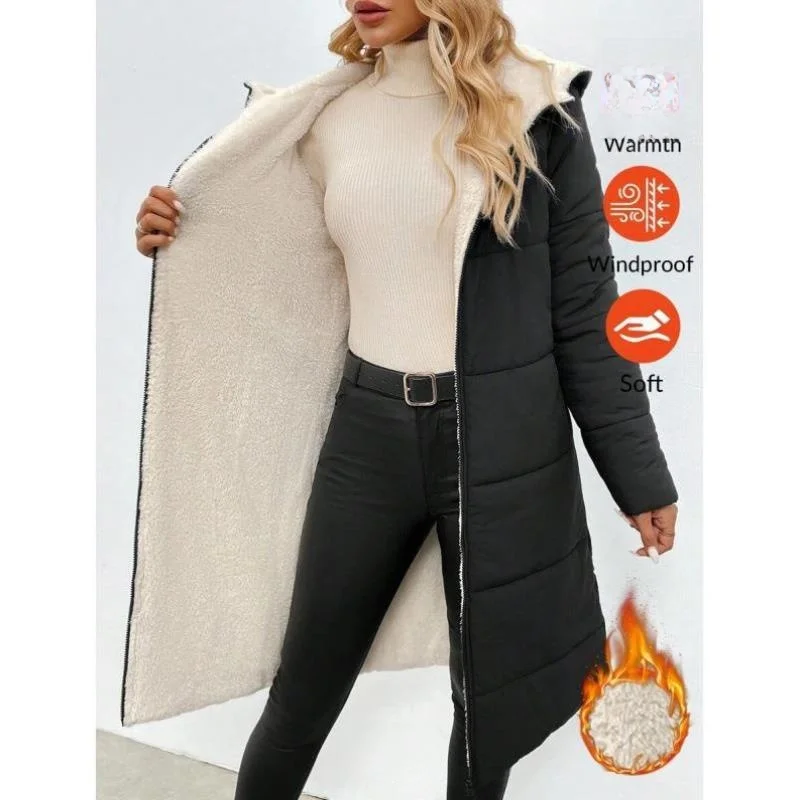 

Осенняя новинка Outeear, женская верхняя одежда из искусственной кожи на молнии с капюшоном и подкладкой Тедди, Thiened Nine Sve, длина Ciwalk