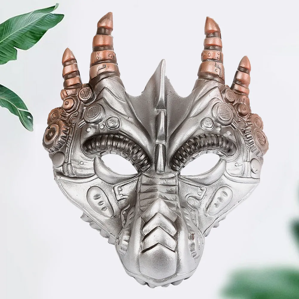 1Pcs Dragon Mask Halloween Party Costume Silver Stereoscopic Headgear Prop for Masquerade Cosplay Festival Stand Out