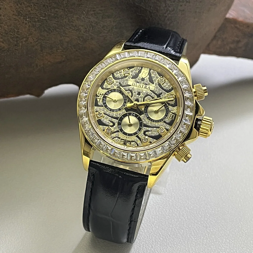 

Модные мужские механические часы 40 мм, полый корпус из нержавеющей стали с бриллиантовым белым камнем, водонепроницаемые мужские автоматические часы