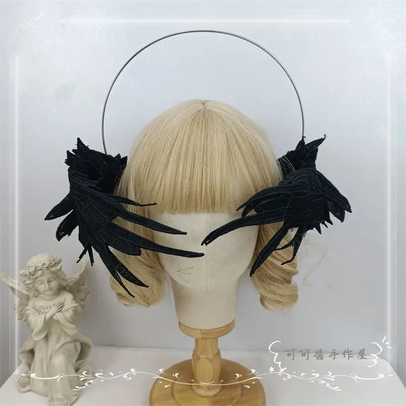 Virgin Halo Lolita Angel Demon Berrying Wings Retro Pope Crown Opaska na głowę Halloween Cosplay Nakrycie głowy Akcesoria do włosów