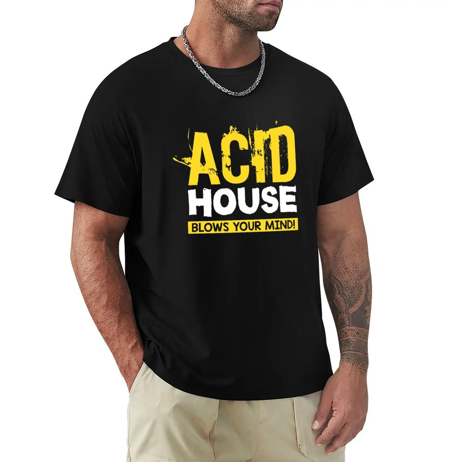 Acid House Blows Your Mind. Techno, Rave, Electro T-Shirt Soft Touch Basic Cotton T-Shirt