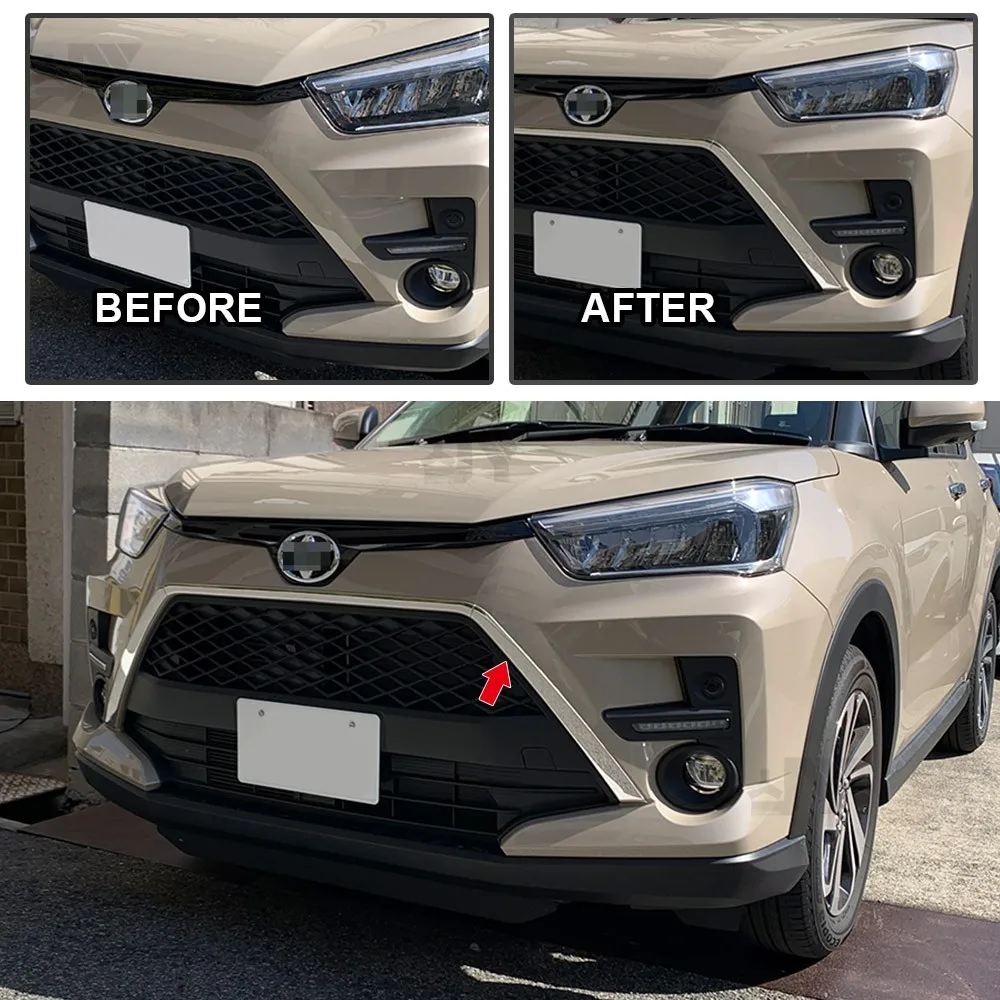 Car Grille Trim Strip Front Bumper Grills Cover Stainless Steel Car Molding Styling Accessories for Toyota Raize A200A 210A 2019