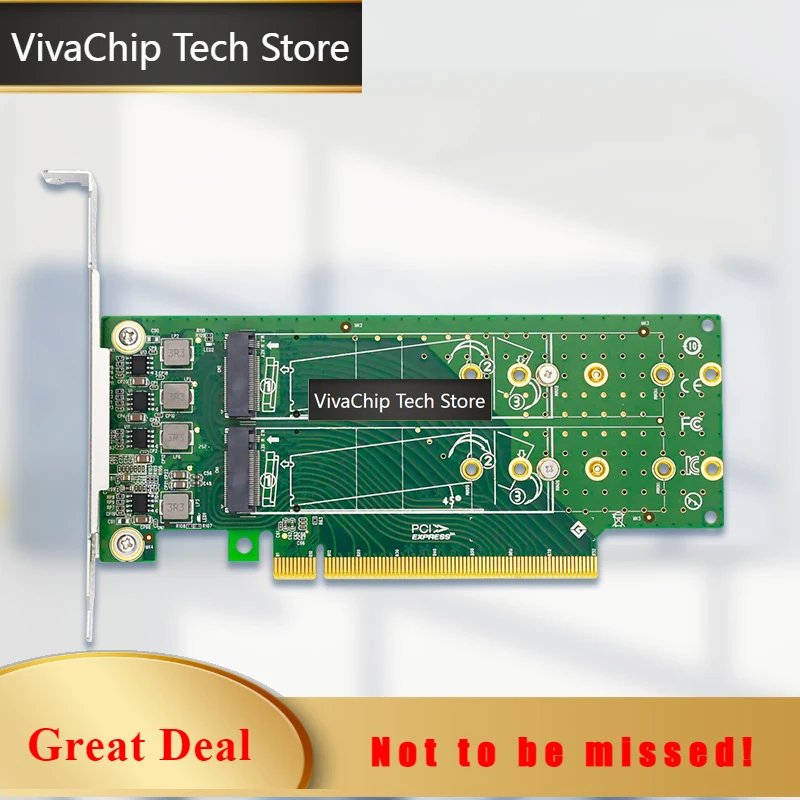 VivaChip TechLinkreal PCIe x16 to 4-Port M.2 NVMe SSD Adapter- Low Profile-LRNV95NF-L