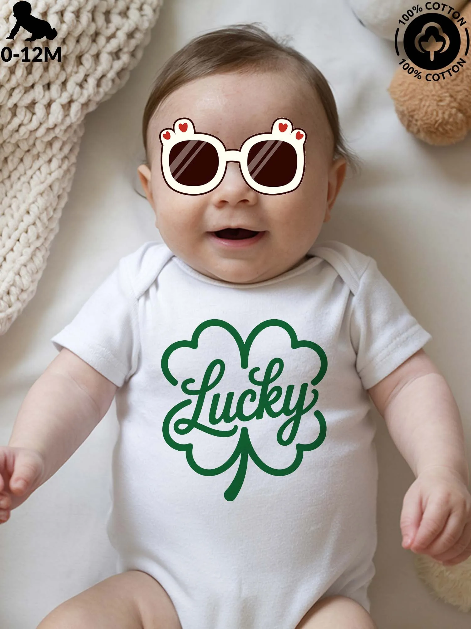 

Lucky Inside Shamrock унисекс детский костюм для ползания, мягкий комбинезон из чистого хлопка, всесезонное белое боди 190GSM