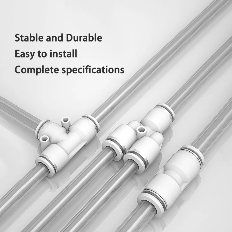 Pneumatic Fitting  High strength plastics Pipe Connectors White Fittings BSP Thread Tube Connector PU PE PV PM 6mm 8mm Adapter