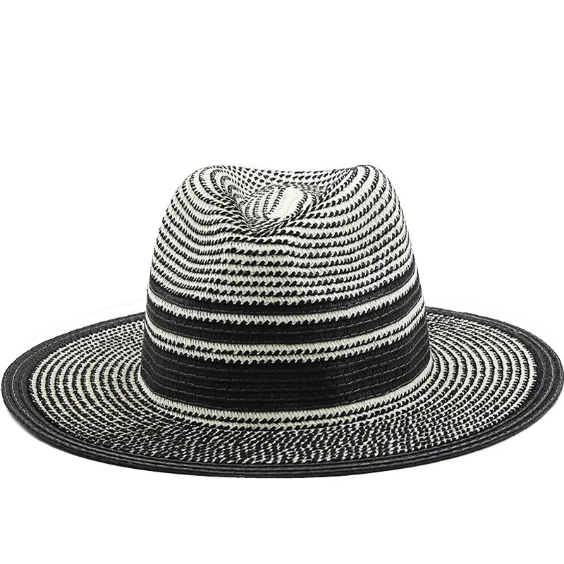 

stripe Panama Hat Summer Sun Hats For Women Men Beach Straw Hat Fashion UV Sun Protection Travel Cap Chapeu Feminino 2022