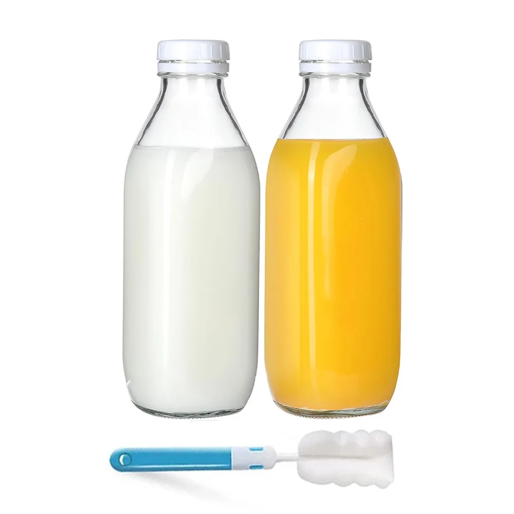16oz Glass Milk Bottle-Vintage Reusable Dairy Drinking Containers for Milk,Juice,Yogurt,Smoothies,Honey,Tomato Sauce,Jam,Syrup