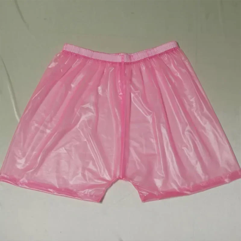 Sexy Transparent PVC Boxer Shorts Soft Smooth Silent Couple Erotic Plastic Briefs Pants ABDL Waterproof Diaper Panties Party