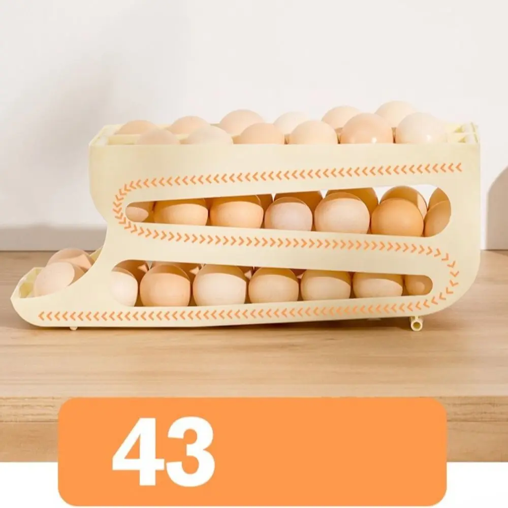 New Slide Organizer Automatic Egg Roller Two Tier Large Capacity Egg Roller Rack Household Kitchen Dedicated Egg Organiser