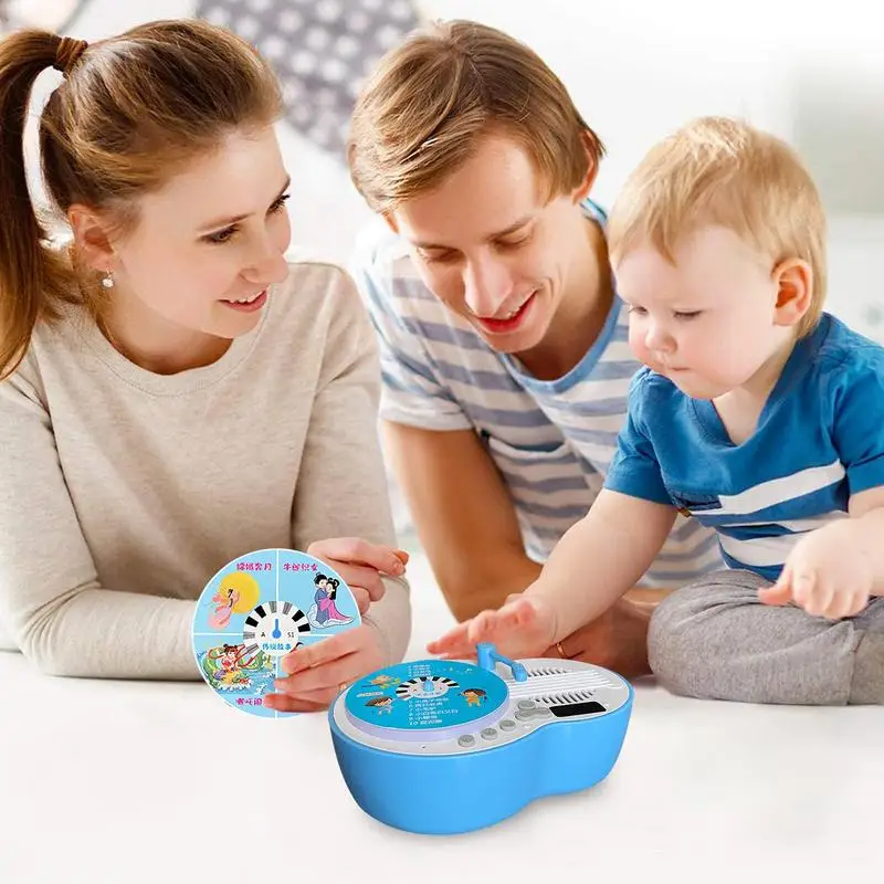 Record Player Toy Children's Phonograph Story Music Player Interactive Educational Storytelling Toys With 84 Cards For Boys &