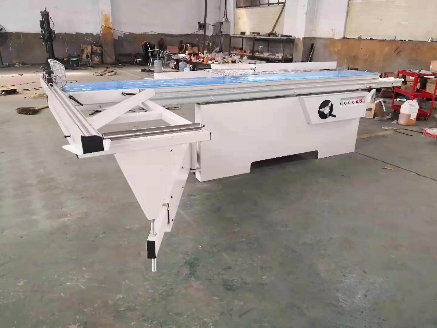 Woodworking Wood Board Precision Panel Sliding Circular Table Cutting off Saw Tilt 45 Degree 2 Blades Sawing Machine