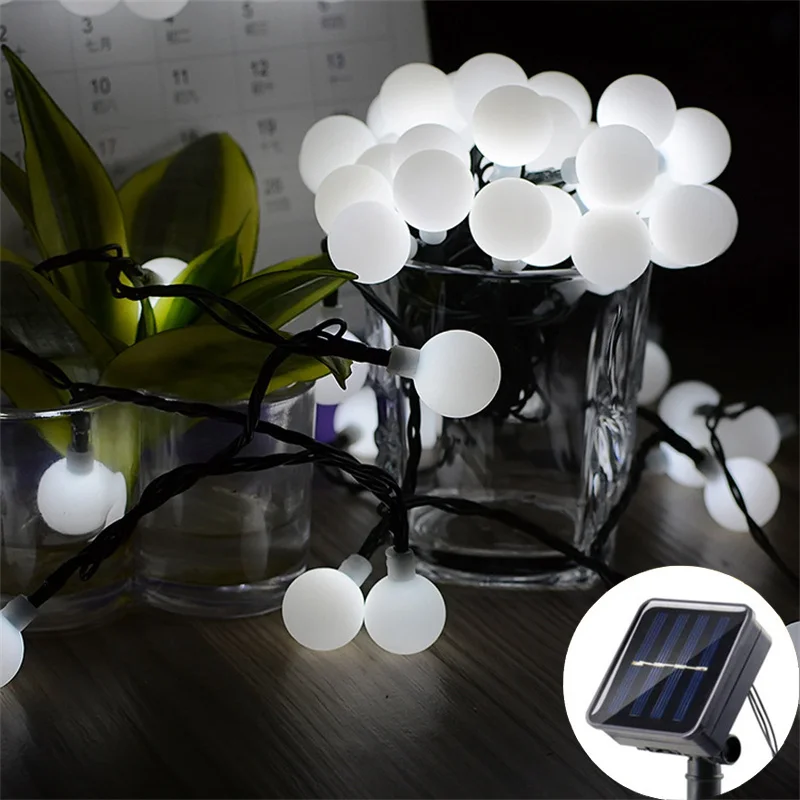 

Garden Wedding String Lights Solar Fairy Light for Party Christmas Decoration 20/50/100LED Round Ball Solar Globe Lights Outdoor