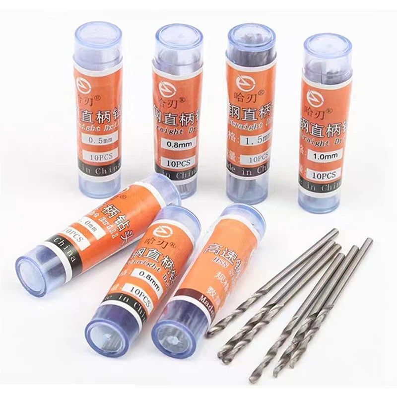 10Pcs 0.5-3.0mm Micro Twist Drill Bits HSS Straight Shank Small Drill Bit Antique Buddhist Beads Amber Jade Punching Hole Tools