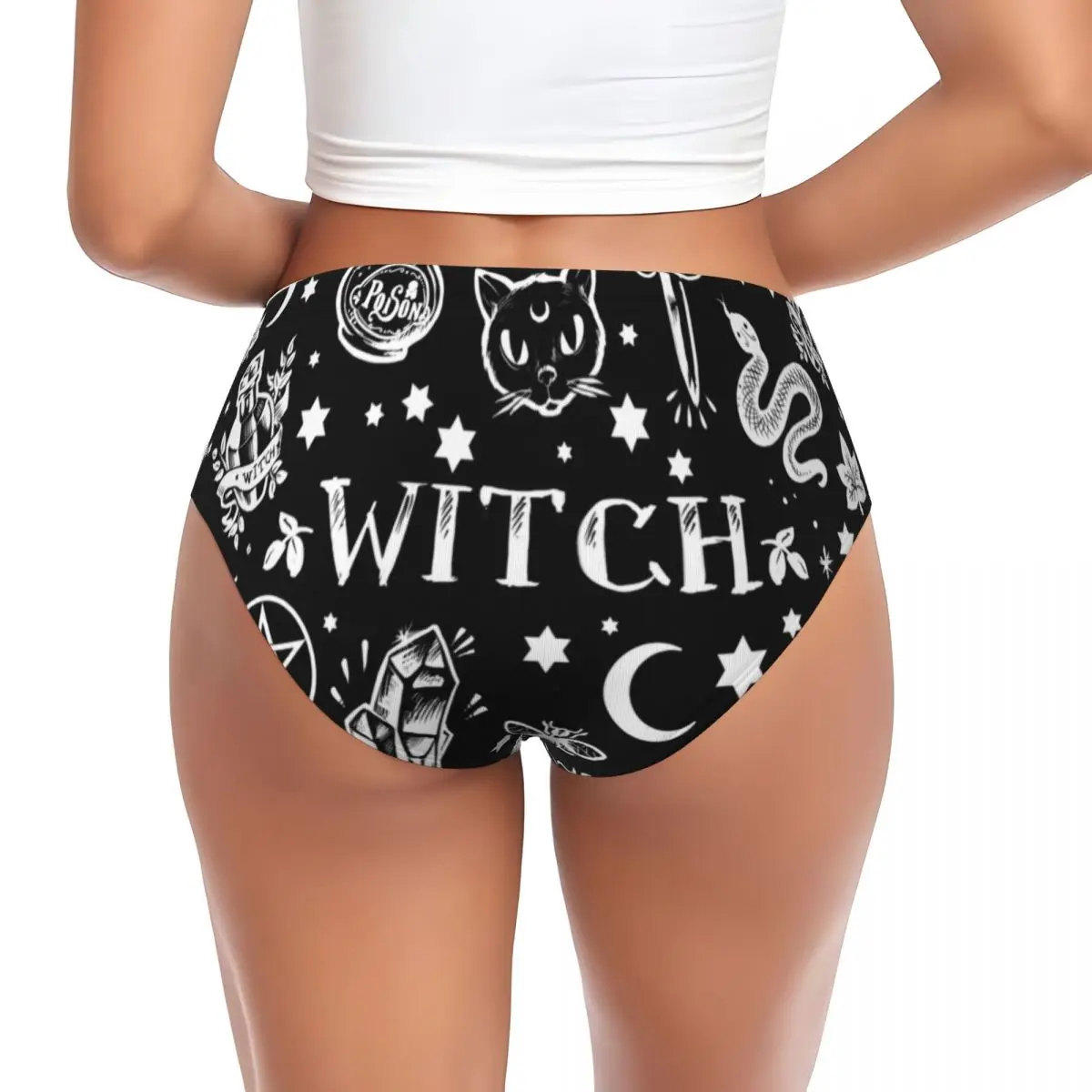 Custom Women's Witch Pattern Panties Underwear Female Comfort Halloween Occult Gothic Magic Briefs Underpants