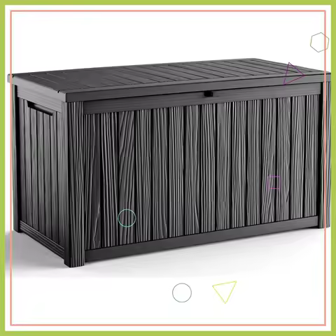 200 Gallon Outdoor Deck Box, Lockable Waterproof Storage for Patio Furniture, Garden Tools &amp; Pool Accessories