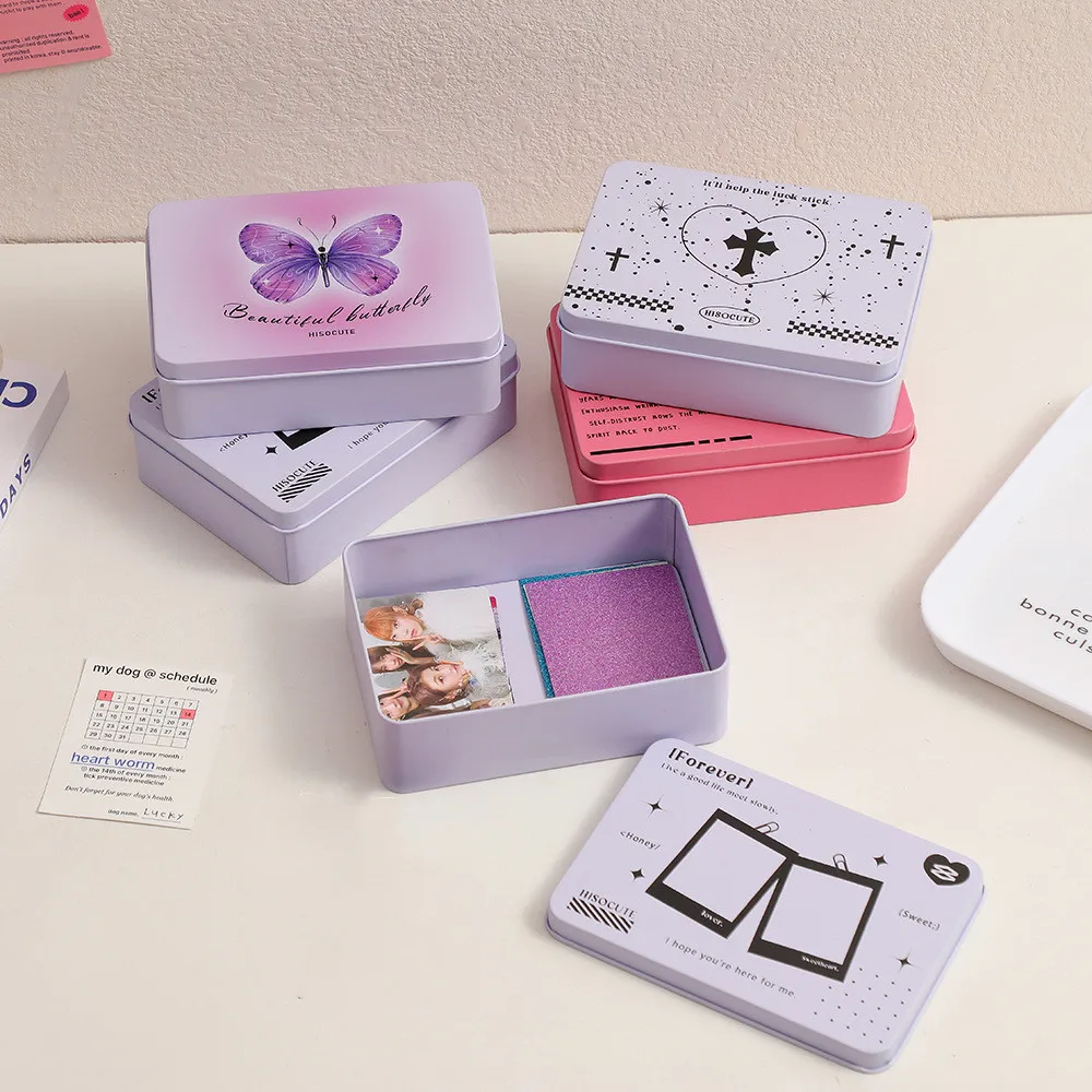 Kpop Photocards Storage Box Clips Stickers Tapes Jewelry Idol Photo Desk Storage Organizer Butterfly Pattern Classify Stationery