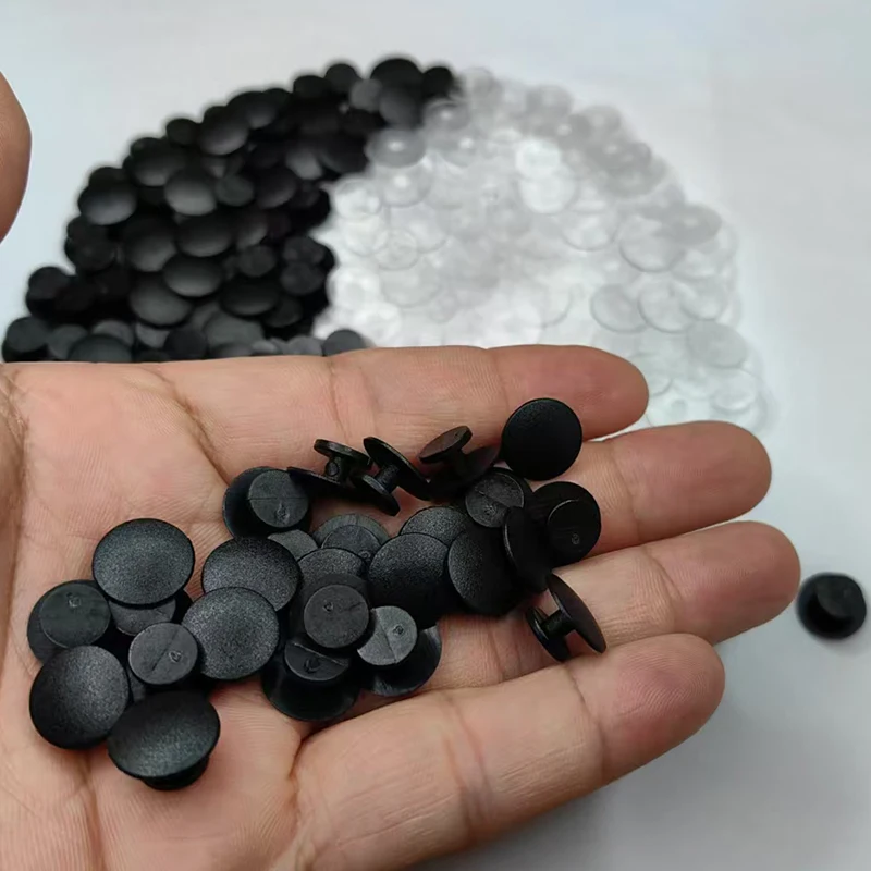 50-200 Pcs Transparent Shoe Button Plastic Black Shoe Buckles DIY Quality Handmade Accessories for Clogs Bottom Buckle