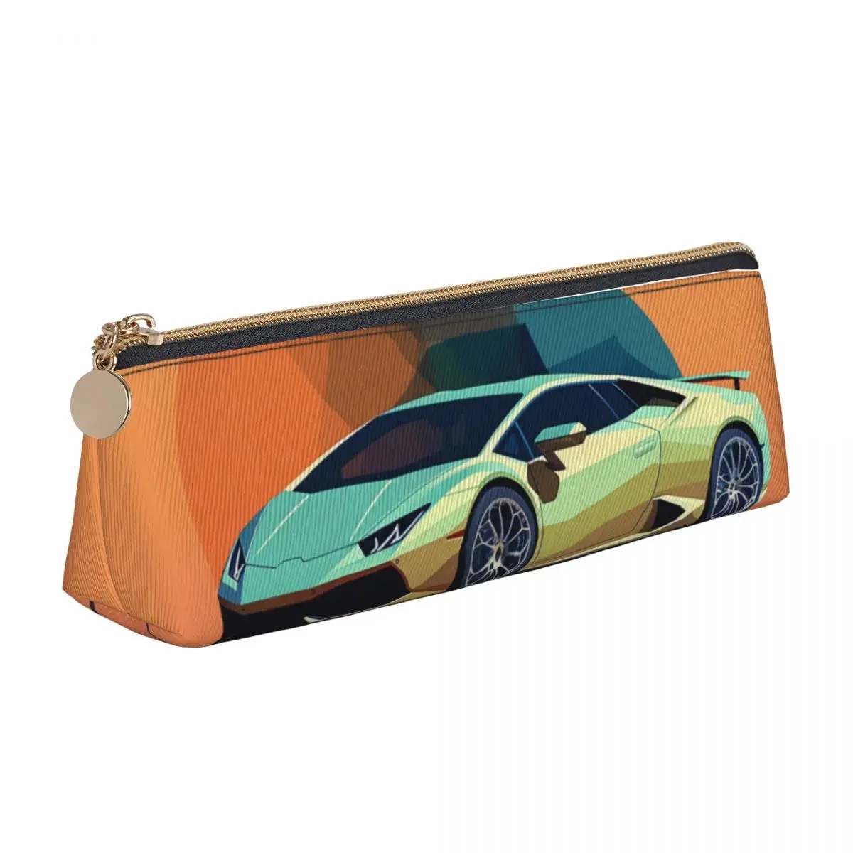 Noble Sports Car Triangle Pencil Case Minimalistic Elementary School Large Capacity Zipper Pencil Box Boy Leather Pen Organizer