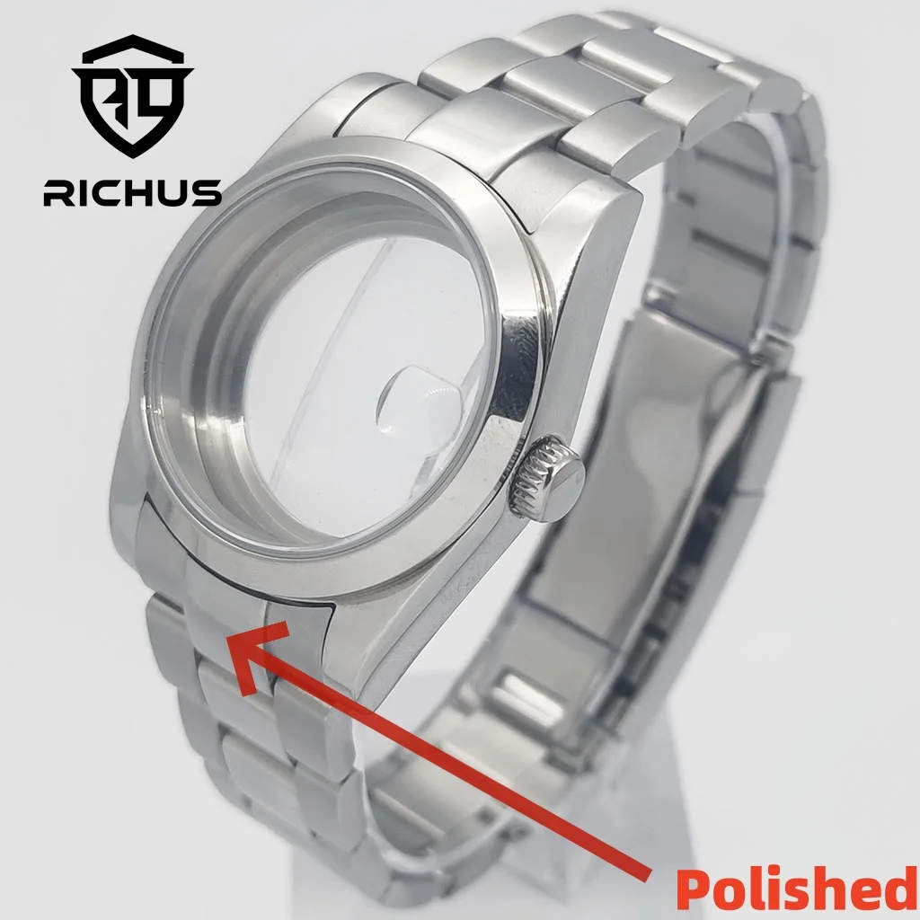 

Корпус RICHUS 36/39 мм с полированным ремешком, сапфировое стекло, подходит для NH35 NH36 Miyota8215-DG ETA 2824 PT5000, аксессуары для часов с механизмом