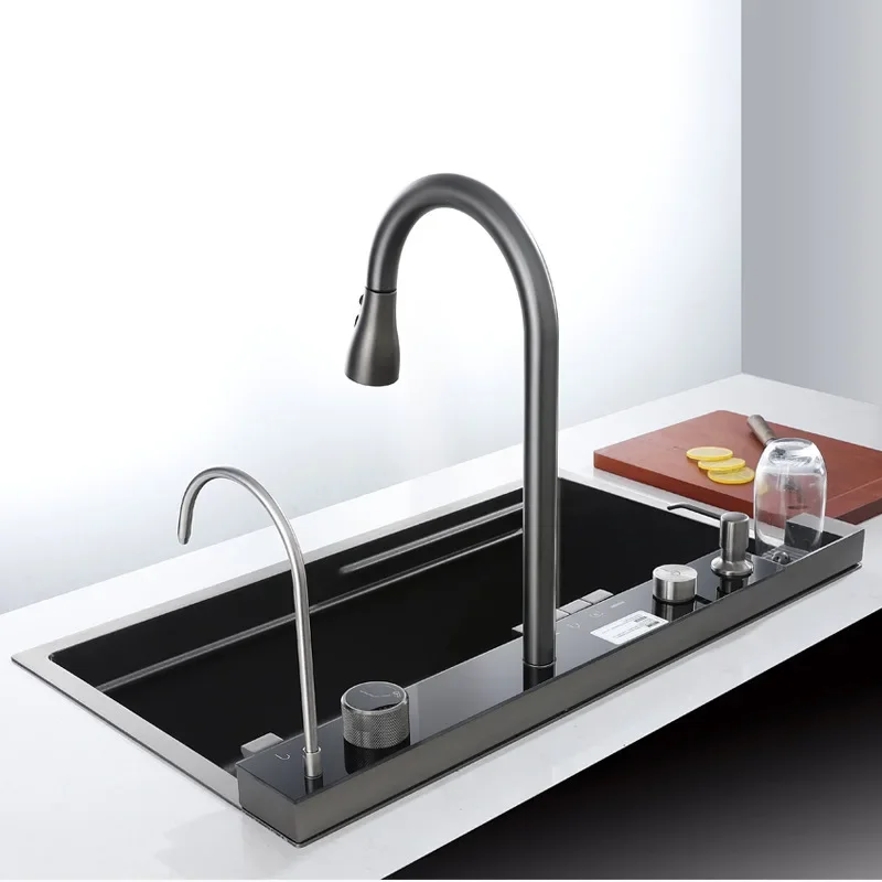 Multi-Functional Stainless Steel Kitchen Sink Elegant Modern Single Bowl with Handmade Faucet Practical for the Kitchen