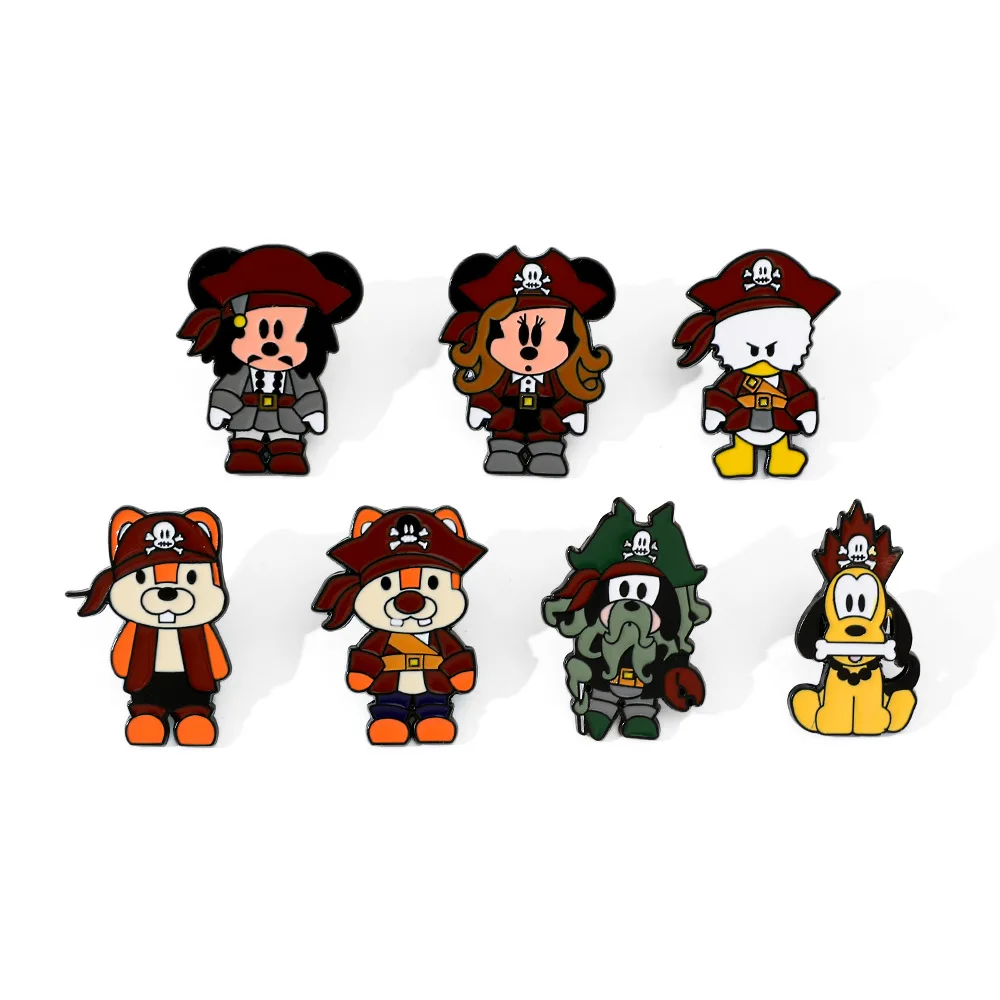 

Cartoon Character Brooch Creative Pirate Style Mickey Mouse Bruce Enamel Pin Metal Badge Jewelry Clothing Backpacks Accessories