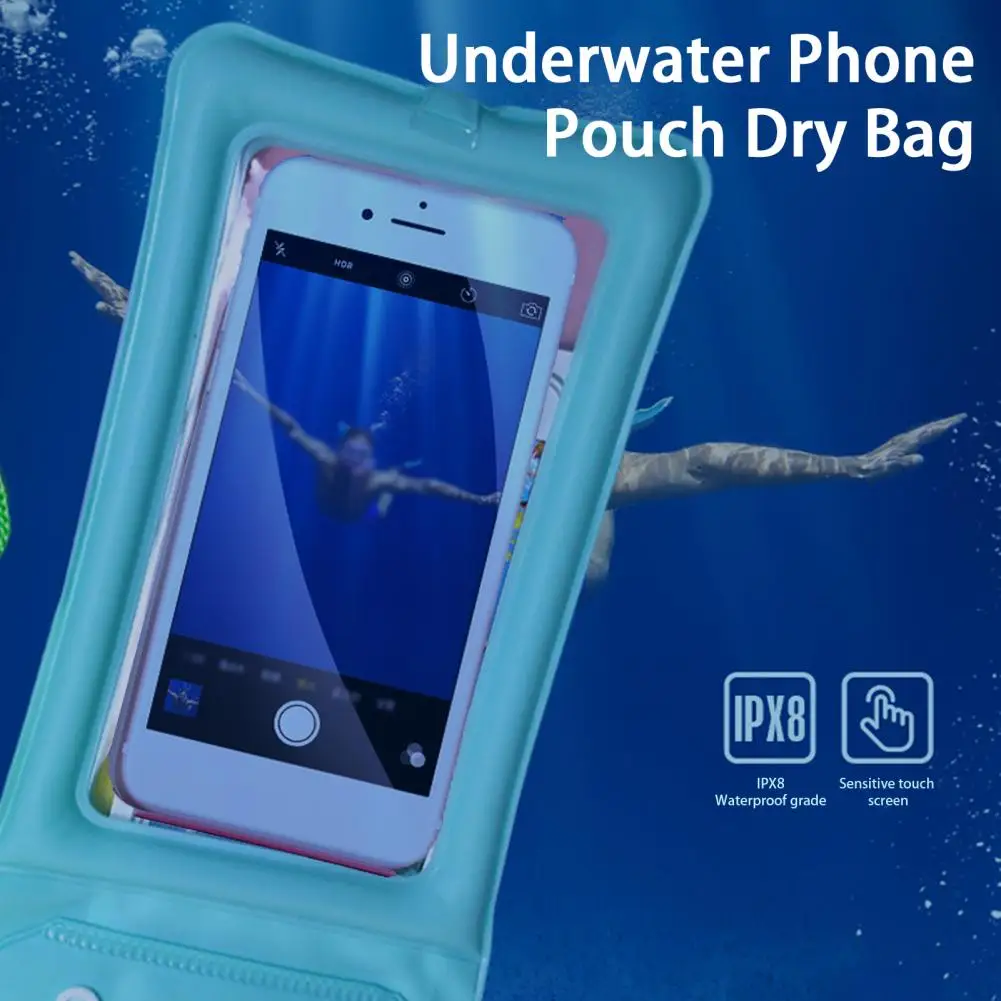 Bolsa impermeable para teléfono, cerradura de seguridad, sensibilidad de pantalla táctil, funda impermeable para teléfono de PVC, bolsa subacuática para teléfono a prueba de polvo