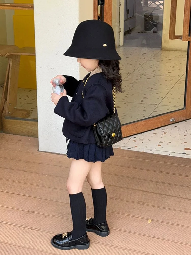 Girl's Niche Thickened Jacket And Skirt Set 2023 Autumn/winter Baby Girl Top And Skirt Two-piece Set Toddler Girl Clothes