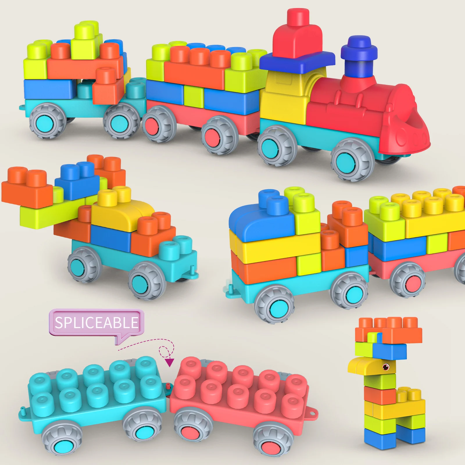 New Upgraded Early Education Puzzle Assembly Toy, Chewable And Boiled Large Soft Rubber Building Block, DIY Large Size Toy, Than