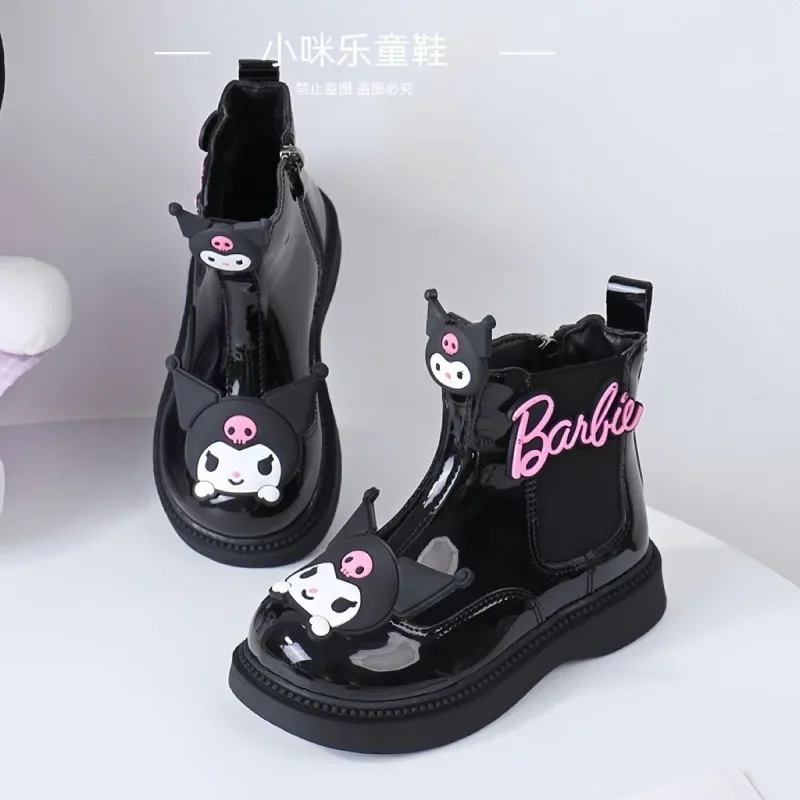 

Girly Heart Kawaii Board Shoes Kawaii Anime Pendant Cute Cartoon Kuromi Martin Boots Autumn Winter Leather Shoes Gifts for Kids