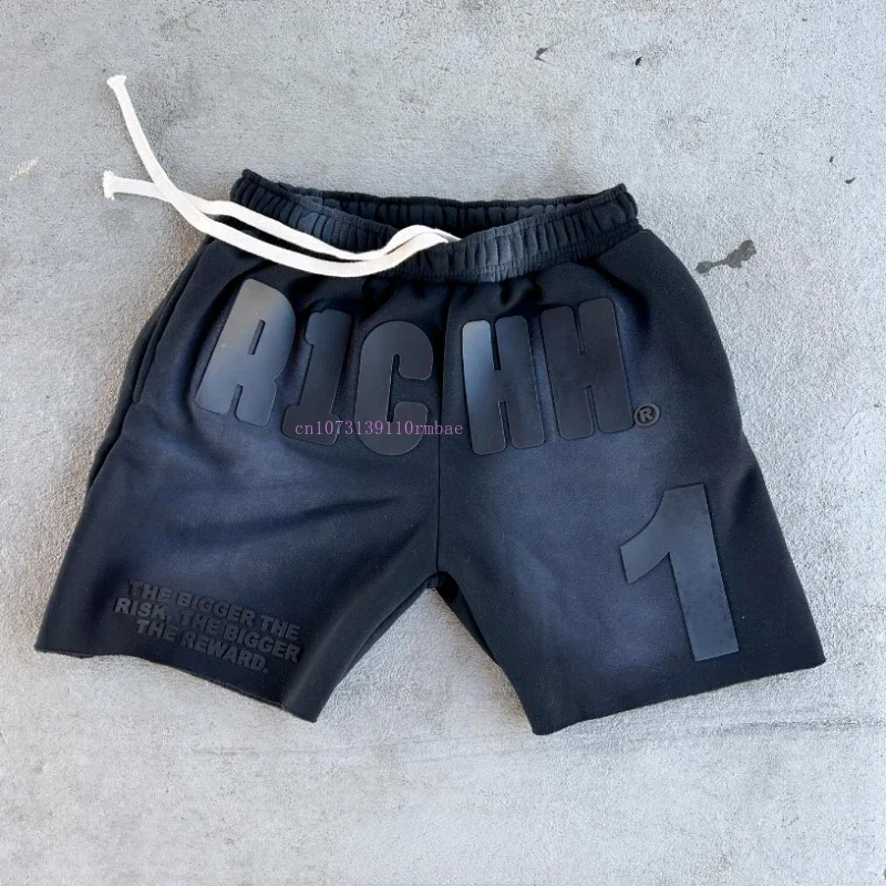 Effen Kleur Korte Broek Mannen Vrouwen Amerikaanse Retro Senior Rubber Letters Bedrukt Vijf Broek Zomer Nieuwe Losse Dunne Sectie Paar Shorts