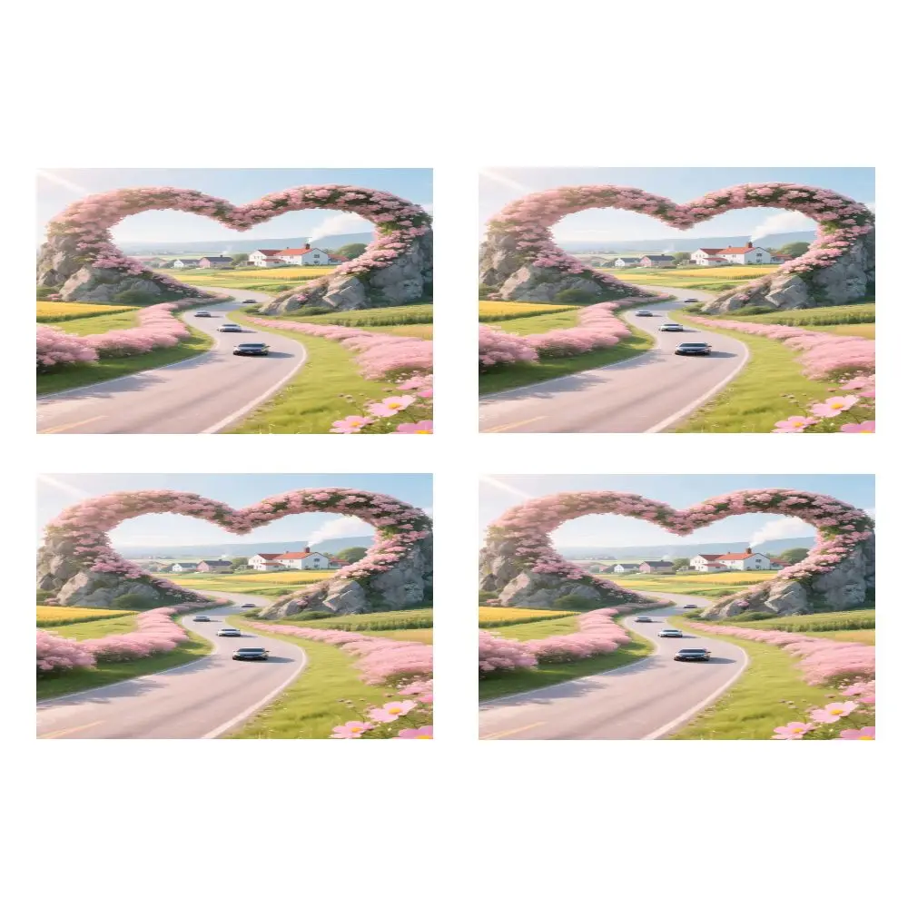 طقم مفرش طاولة مكون من 4 قطع، تصميم على شكل قلب، غريب الأطوار وساحر، سهل التنظيف، مثالي للمطابخ والعطلات.