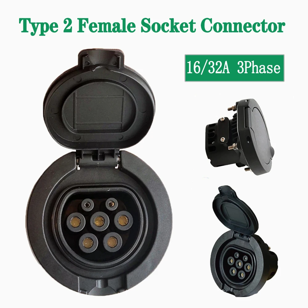 Type 2  32A 3 phase Female Socket for electric charging station