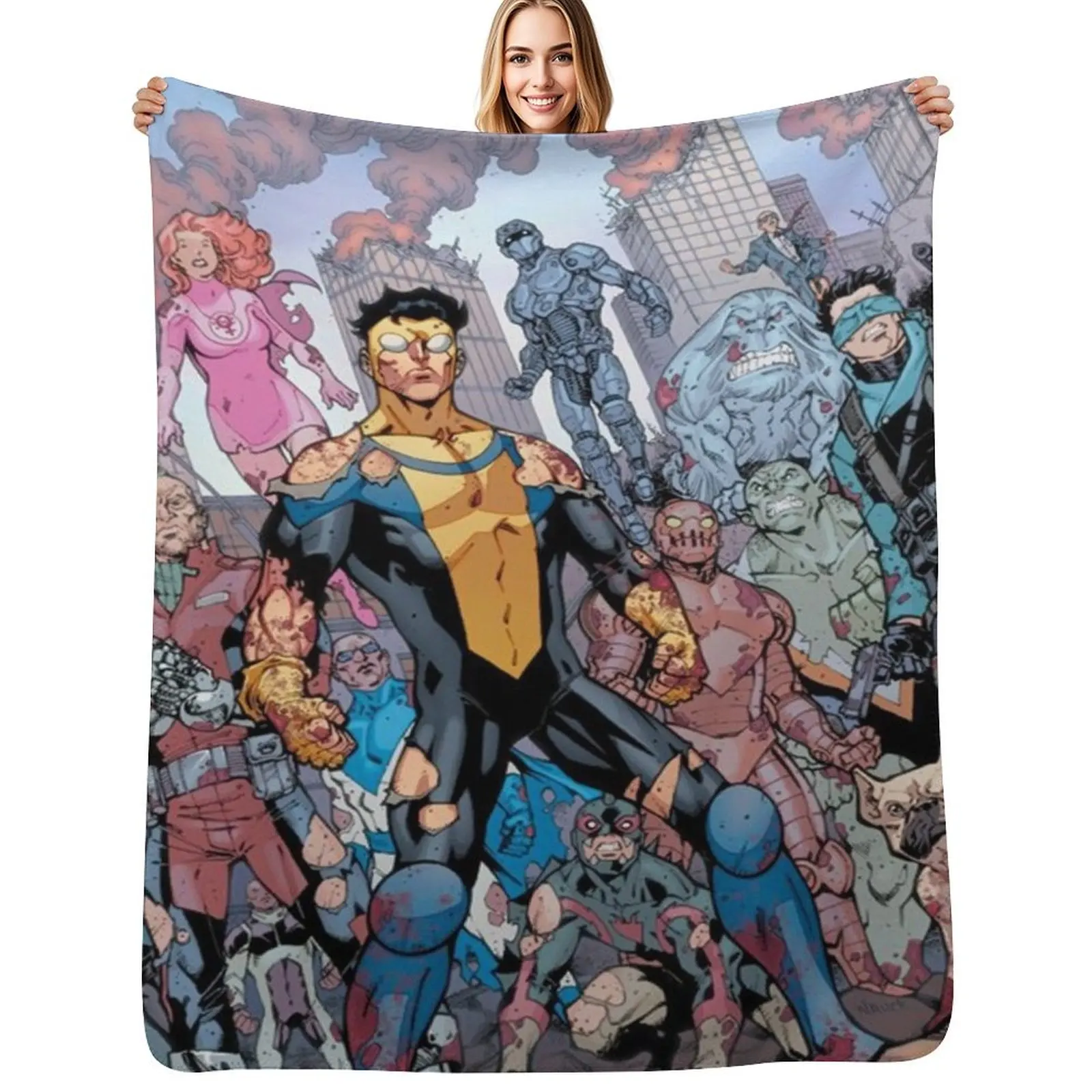 Invincible Throw Blanket Flannels Extra Large Throw for sofa Retros halloween Sofa Throw Blankets