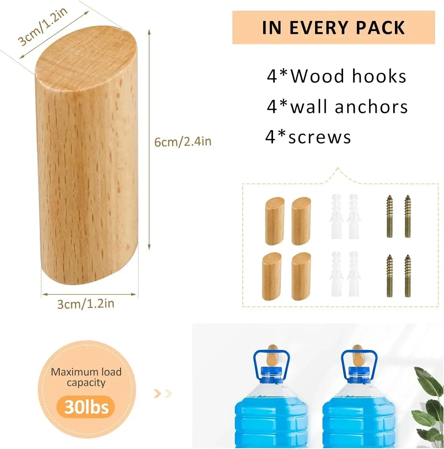 Wall Mounted Wooden Hooks for Clothes Scarves Hats Coats Simple Room Decor Storage Towel Rack Home Organizer Hanger view 3