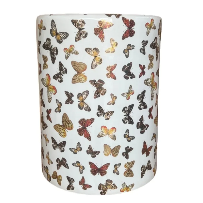 New Chinese style glazed multicolored butterfly ceramic drum stool garden seat pier edge