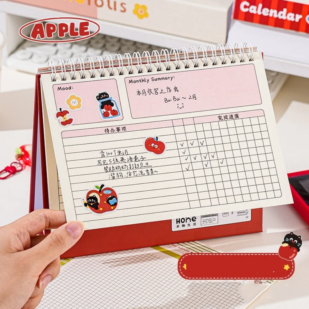 

Календарь управления временем на 2026 год, прочный настольный календарь-планировщик, органайзер для повестки дня, двойная спираль, переплет, кошачий календарь для подарка