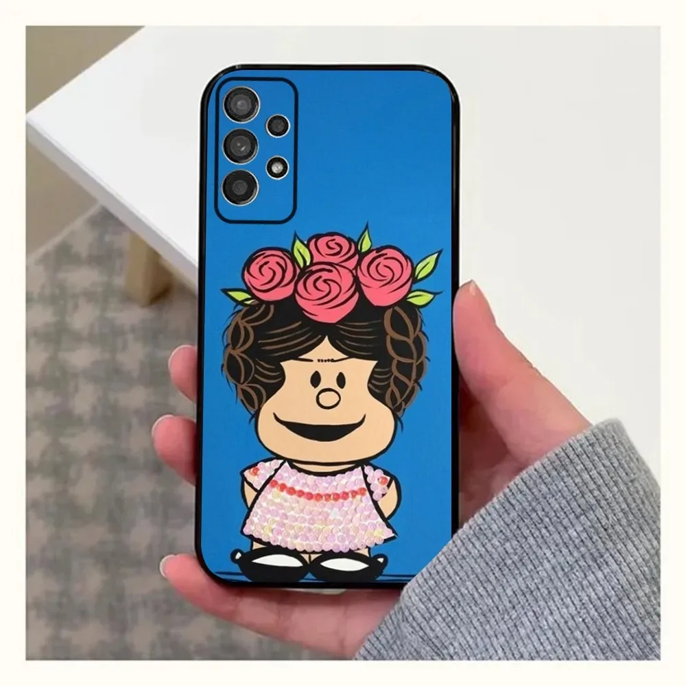 Cute M-Mafalda-a Cartoon Phone Case For Samsung Galaxy A13,A21s,A22,A31,A32,A52,A53,A71,A80,A91 Soft Black Cover