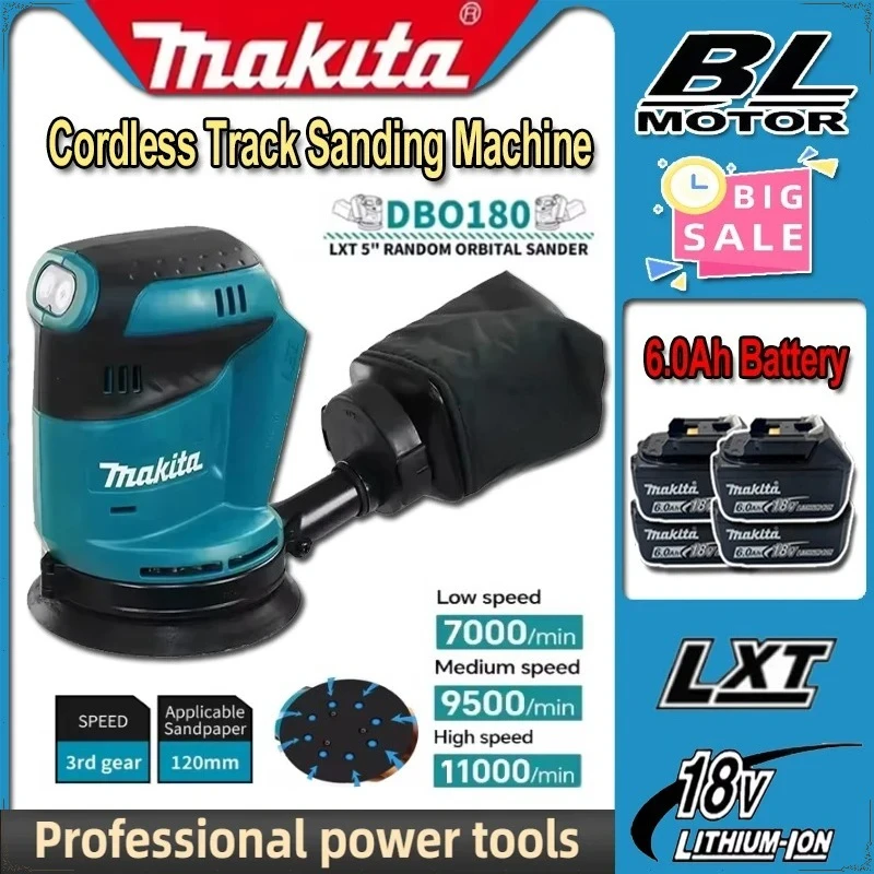 makita-18v-rechargeable-disc-dbo180z-brushless-random-orbital-sander-woodworking-sanding-putty-polishing-bare-tool