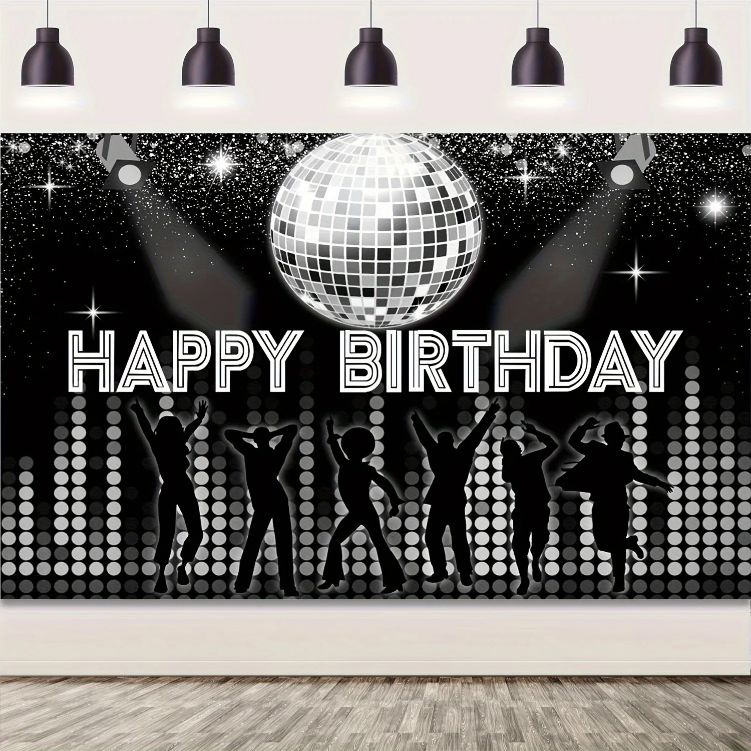 Black Disco Dance Flashlight 4D Silver Laser Ball Happy Birthday Background Girl\'s Day Back to 90s Retro Decorative Supplies