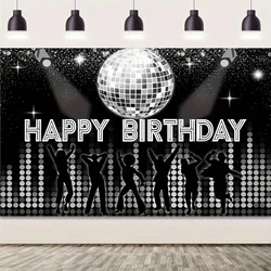 Black Disco Dance Flashlight 4D Silver Laser Ball Happy Birthday Background Girl's Day Back to 90s Retro Decorative Supplies