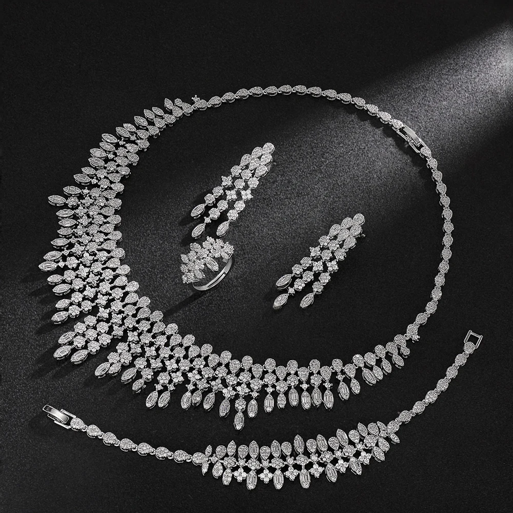 

2026 Новый комплект из 4 предметов в африканском стиле, синий свадебный комплект украшений, новая мода, комплект ожерелья в Дубае, женские аксессуары для свадебной вечеринки