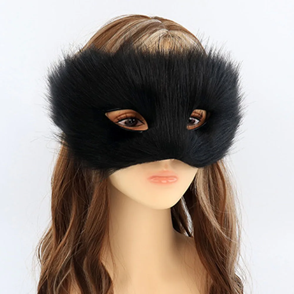 Demi-masque facial en peluche renard pour femmes, Sexy, Cosplay, Animal, chat, fourrure, Halloween, carnaval, déguisement, accessoires de Costume de fête, cadeaux de luxe